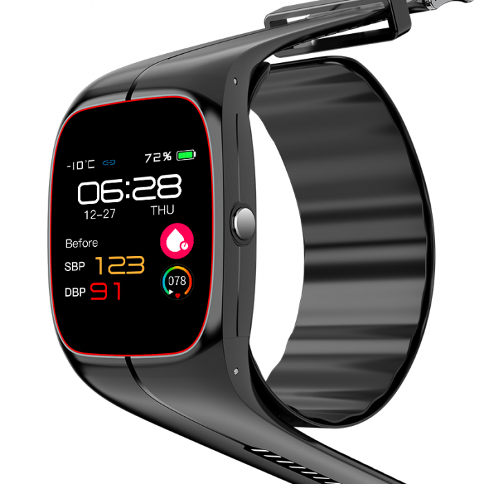 Smartwatch iSEN Watch P20 Negru, 1.3   HD, Tensiometru cu manseta gonflabila, Monitorizare familie, Ritm cardiac, Temperatura, Oxigen, 220mAh