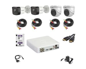 Kit supraveghere video Hikvision 5MP format din 2 camere interior 2 camere exterior DVR 4 canale si accesorii complete incluse Kit supraveghere video Hikvision 5MP format din 2 camere interior 2 camere exterior DVR 4 canale si accesorii complete incluse