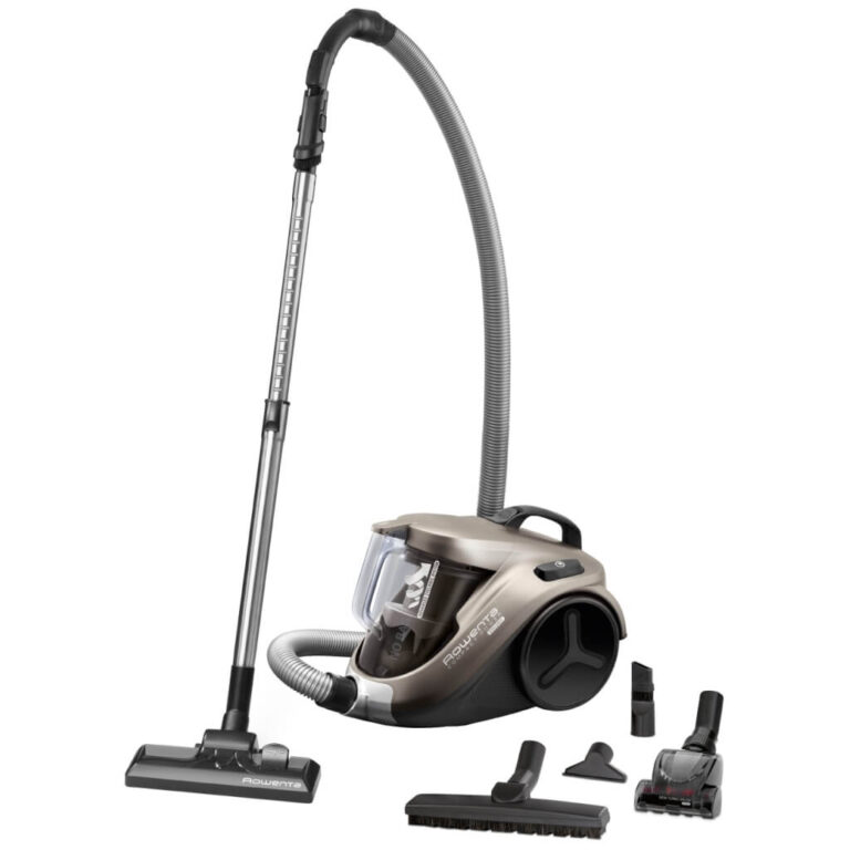 Aspirator fara sac Rowenta Compact Power Cyclonic Animal Care RO3786EA, 750W, 1.5L, accesoriu spatii inguste, perie Mini Turbo Brush, maro