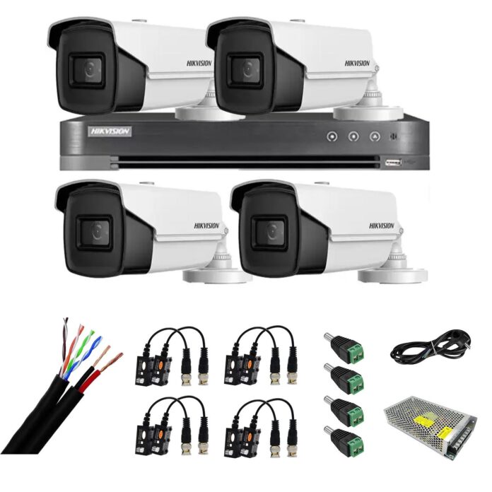Kit supraveghere video 4 camere 8MP 4 in 1 IR 60m, DVR 4 canale 4K 8MP, accesorii Kit supraveghere video 4 camere 8MP 4 in 1 IR 60m, DVR 4 canale 4K 8MP, accesorii
