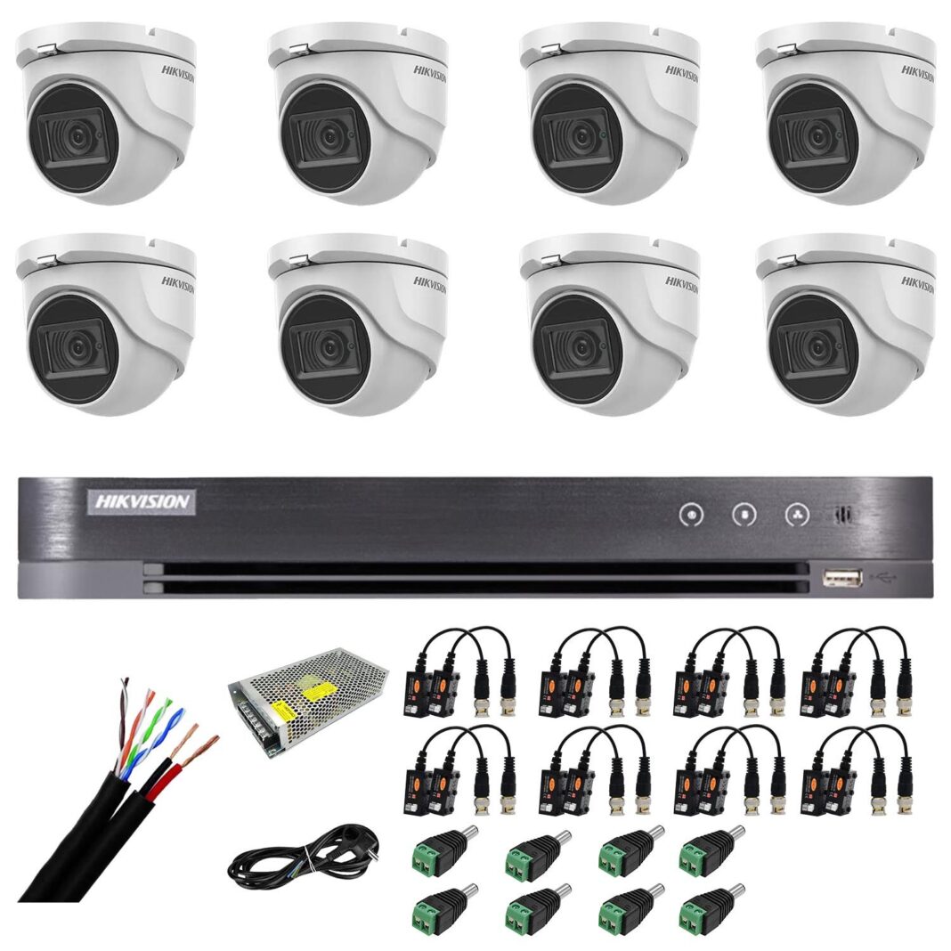 Sistem supraveghere Hikvision 8 camere 4 in 1 8MP, IR 30m, DVR 8 canale 4K 8MP, accesorii Sistem supraveghere Hikvision 8 camere 4 in 1 8MP, IR 30m, DVR 8 canale 4K 8MP, accesorii