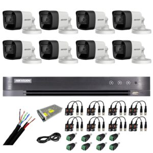 Sistem supraveghere exterior Hikvision 8 camere 8MP, 4 in 1, IR 30m, DVR 8 canale 4K 8MP, accesorii Sistem supraveghere exterior Hikvision 8 camere 8MP, 4 in 1, IR 30m, DVR 8 canale 4K 8MP, accesorii