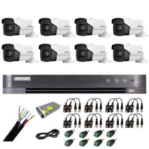 Sistem supraveghere Hikvision 8 camere exterior 4 in 1 8MP, 3.6mm, IR 80m, DVR 8 canale 4K 8MP, accesorii Sistem supraveghere Hikvision 8 camere exterior 4 in 1 8MP, 3.6mm, IR 80m, DVR 8 canale 4K 8MP, accesorii