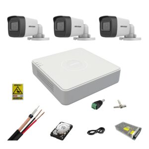 Kit complet supraveghere 5MP Hikvision cu 3 camere Bullet IR 25m, alimentatori, cabluri, mufe, HDD 500 Gb, vizualizare pe internet Kit complet supraveghere 5MP Hikvision cu 3 camere Bullet IR 25m, alimentatori, cabluri, mufe, HDD 500 Gb, vizualizare pe internet