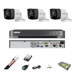 Sistem de supraveghere complet Hikvision Turbo HD, inregistrare 4K sau 8,3 Mp,cu 3 camere de exterior si IR 30 m Sistem de supraveghere complet Hikvision Turbo HD, inregistrare 4K sau 8,3 Mp,cu 3 camere de exterior si IR 30 m
