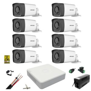 Sistem supraveghere video Hikvision 8 camere 2MP 3.6mm IR 80m, DVR 8 canale 1080N, accesorii, UPS cu baterie 360W Sistem supraveghere video Hikvision 8 camere 2MP 3.6mm IR 80m, DVR 8 canale 1080N, accesorii, UPS cu baterie 360W