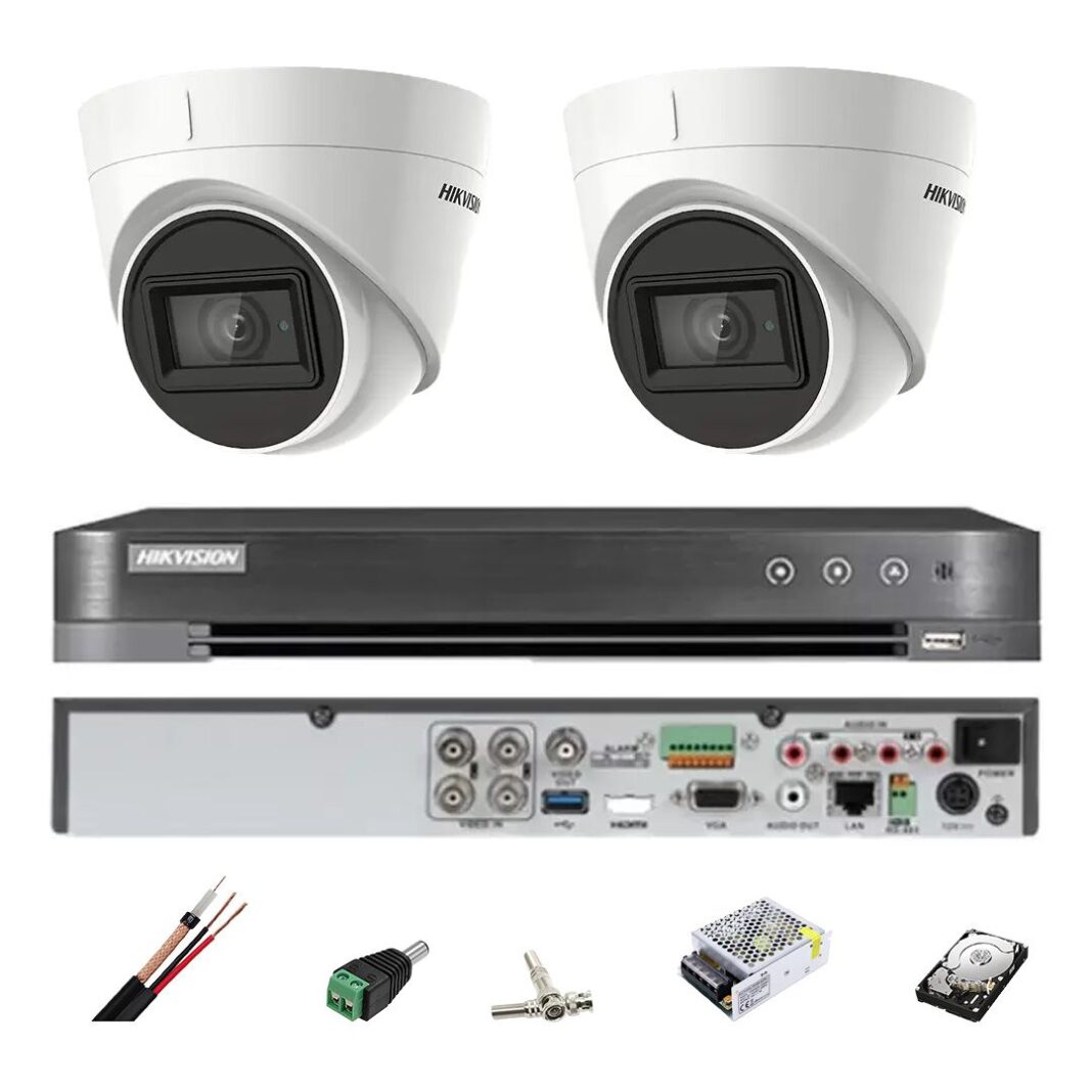 Sistem supraveghere Hikvision 2 camere interior 4 in 1, 8MP, lentila 2.8, IR 60m, DVR 4 canale, accesorii, hard disk Sistem supraveghere Hikvision 2 camere interior 4 in 1, 8MP, lentila 2.8, IR 60m, DVR 4 canale, accesorii, hard disk