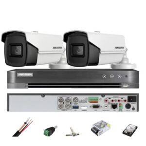 Sistem de supraveghere HIKVISION 2 camere 8MP 4 in 1, IR 60m, DVR 4 canale, accesorii montaj, hard disk Sistem de supraveghere HIKVISION 2 camere 8MP 4 in 1, IR 60m, DVR 4 canale, accesorii montaj, hard disk