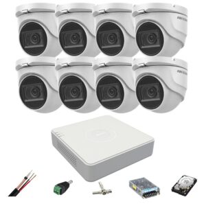Sistem supraveghere Hikvision 8 camere 8MP, 2.8mm, IR 30m, DVR 8 canale 4K, accesorii, hard disk Sistem supraveghere Hikvision 8 camere 8MP, 2.8mm, IR 30m, DVR 8 canale 4K, accesorii, hard disk