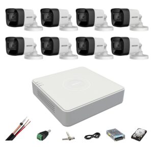 Sistem de supraveghere 8 camere Hikvision 4 in 1 8MP, 3.6mm, IR 80m, DVR 8 canale, accesorii de montaj, Hard Disk Sistem de supraveghere 8 camere Hikvision 4 in 1 8MP, 3.6mm, IR 80m, DVR 8 canale, accesorii de montaj, Hard Disk