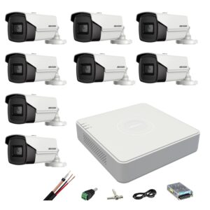 Sistem supraveghere Hikvision 8 camere 8MP 4 in 1, IR 60m, DVR 8 canale 4K, accesorii montaj Sistem supraveghere Hikvision 8 camere 8MP 4 in 1, IR 60m, DVR 8 canale 4K, accesorii montaj