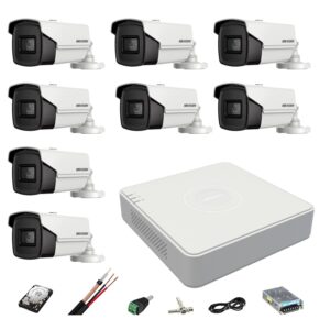 Sistem supraveghere Hikvision 8 camere 8MP 4 in 1, IR 60m, DVR 8 canale 4K, accesorii montaj, Hard Disk Sistem supraveghere Hikvision 8 camere 8MP 4 in 1, IR 60m, DVR 8 canale 4K, accesorii montaj, Hard Disk