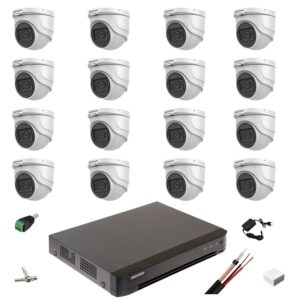 Sistem de supraveghere 16 camere 5MP Hikvision 2.8mm IR 30m, DVR AcuSense 16 canale video, accesorii instalare Sistem de supraveghere 16 camere 5MP Hikvision 2.8mm IR 30m, DVR AcuSense 16 canale video, accesorii instalare