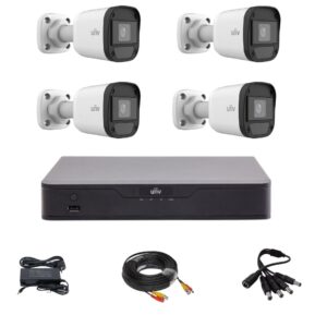 Kit de supraveghere Uniview cu 4 camere 5 Megapixeli, Infrarosu 20M, DVR Hibrid cu 4 canale 5MP, accesorii Kit de supraveghere Uniview cu 4 camere 5 Megapixeli, Infrarosu 20M, DVR Hibrid cu 4 canale 5MP, accesorii