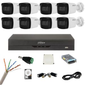 Sistem de supraveghere cu 8 camere Dahua de 8 Megapixeli, IR 80m, Microfon, DVR Dahua de 8 canale 8MP, Hard, Accesorii Sistem de supraveghere cu 8 camere Dahua de 8 Megapixeli, IR 80m, Microfon, DVR Dahua de 8 canale 8MP, Hard, Accesorii