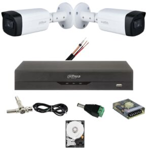 Kit 2 camere supraveghere Dahua 5 MP, IR 80M, lentila 3.6mm, Starlight, DVR Dahua 4 canale, 5 MP, Accesorii Kit 2 camere supraveghere Dahua 5 MP, IR 80M, lentila 3.6mm, Starlight, DVR Dahua 4 canale, 5 MP, Accesorii