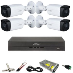 Kit cu 4 camere supraveghere Dahua 5 MP, IR 80M, lentila 3.6mm, Starlight, DVR Dahua 4 canale, 5 MP, Accesorii Kit cu 4 camere supraveghere Dahua 5 MP, IR 80M, lentila 3.6mm, Starlight, DVR Dahua 4 canale, 5 MP, Accesorii