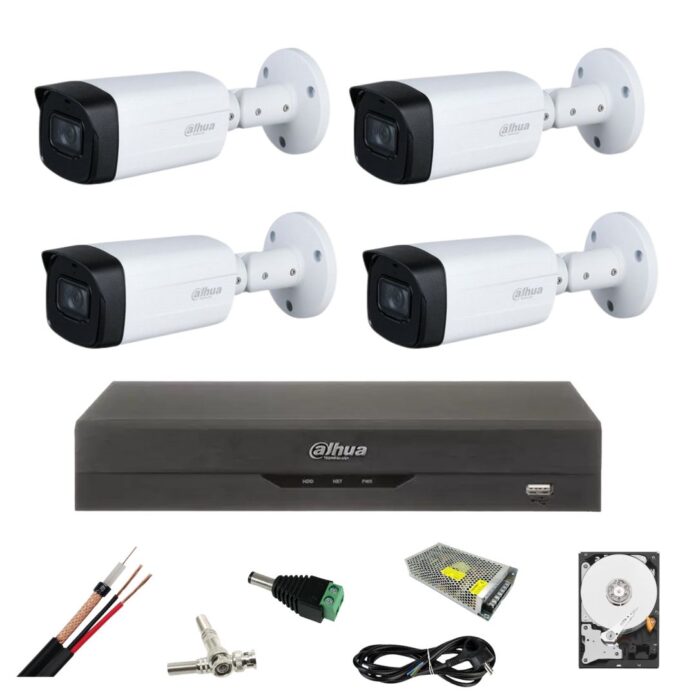 Kit supraveghere Dahua 4 camere Starlight 5 MP, IR 80 m DVR 5MP, aceesorii Hard 1TB Kit supraveghere Dahua 4 camere Starlight 5 MP, IR 80 m DVR 5MP, aceesorii Hard 1TB