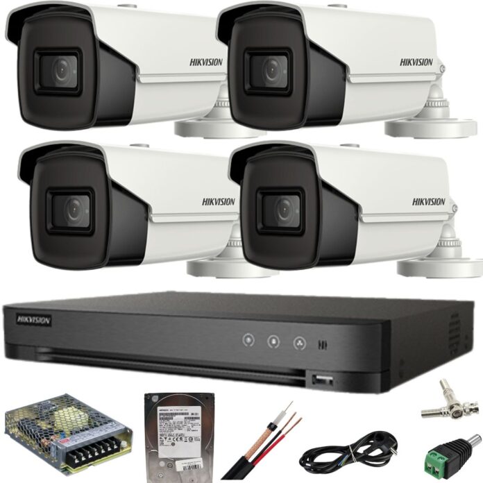 Sistem supraveghere Hikvision 4 camere 8MP IR 80M DVR 4K AcuSense cu accesorii incluse si HDD 1TB Sistem supraveghere Hikvision 4 camere 8MP IR 80M DVR 4K AcuSense cu accesorii incluse si HDD 1TB