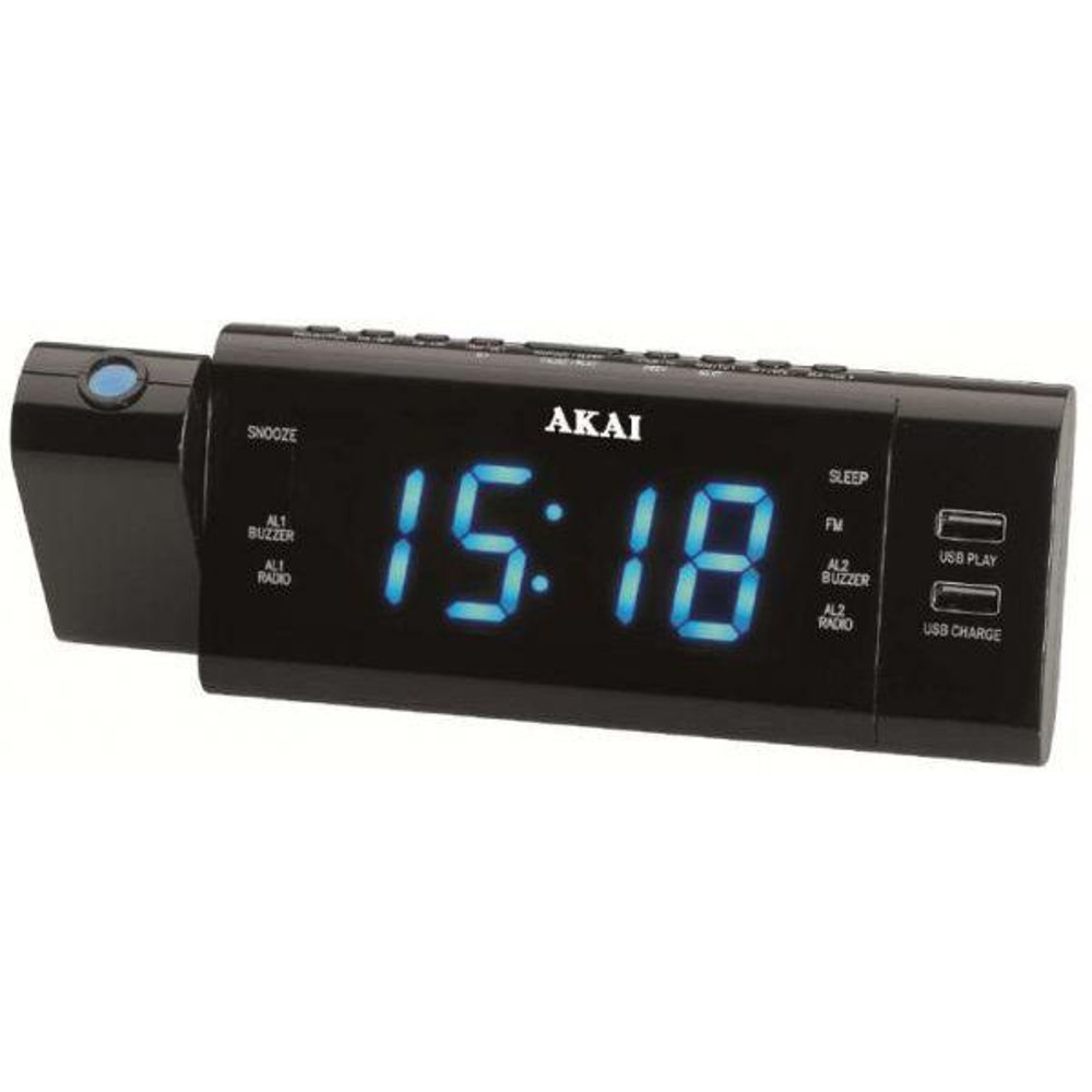Ceas cu radio cu proiectie Akai ACR-3888, Alarma, Negru Ceas cu radio cu proiectie Akai ACR-3888, Alarma, Negru