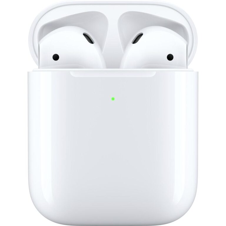 Casti True Wireless Apple AirPods 2 MRXj2ZM/A, Carcasa cu incarcare wireless, Bluetooth, Alb