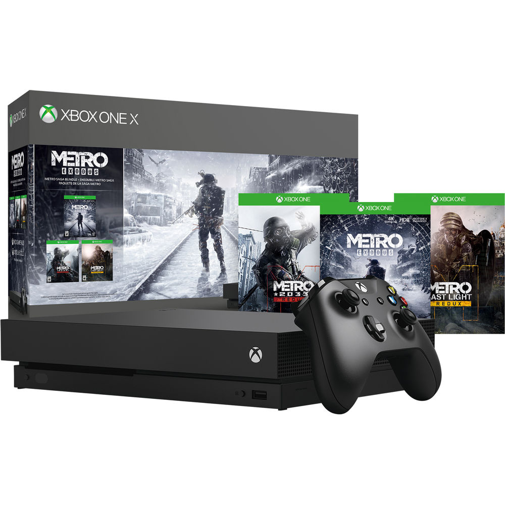 Consola Microsoft Xbox One X, 1TB, Negru + Metro Trilogy (2033 Redux, Last Light Redux, Exodus) Consola Microsoft Xbox One X, 1TB, Negru + Metro Trilogy (2033 Redux, Last Light Redux, Exodus)