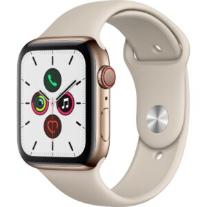 Apple Watch Series 5 GPS + Cellular, 44mm, Gold, Stainless Steel Case, Stone Sport Band Apple Watch Series 5 GPS + Cellular, 44mm, Gold, Stainless Steel Case, Stone Sport Band