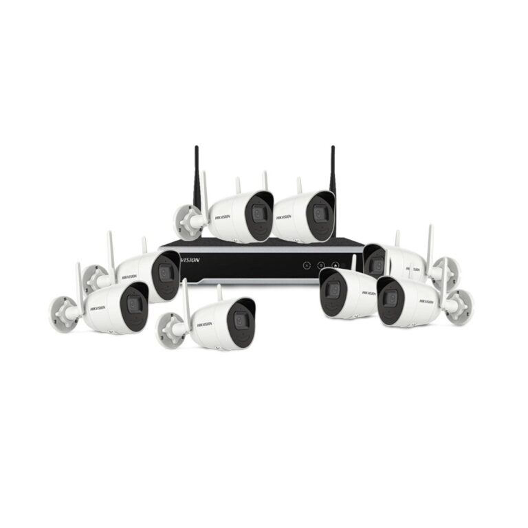Sistem supraveghere IP WiFi exterior HikVision KIT-HK-WF-8EXT2MP-30IR, 8 camere, 2 MP, audio bidirectional, 4 mm, slot card, IR 30 m