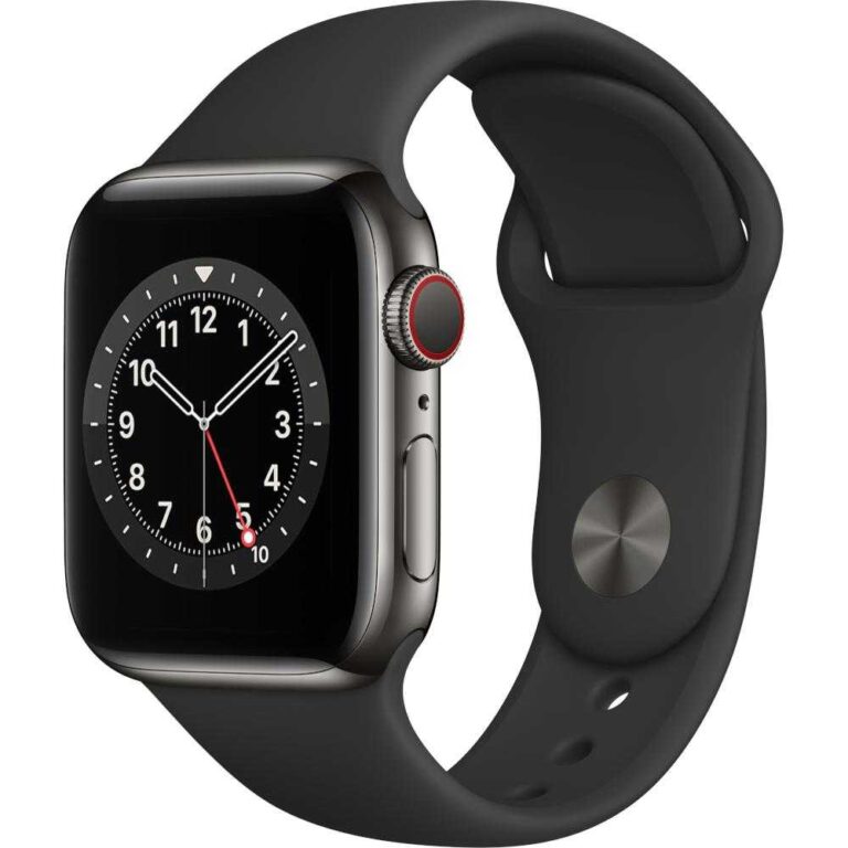 Apple Watch Series 6 GPS + Cellular, 40mm, Silver, Stainless Steel Case, White Sport Band