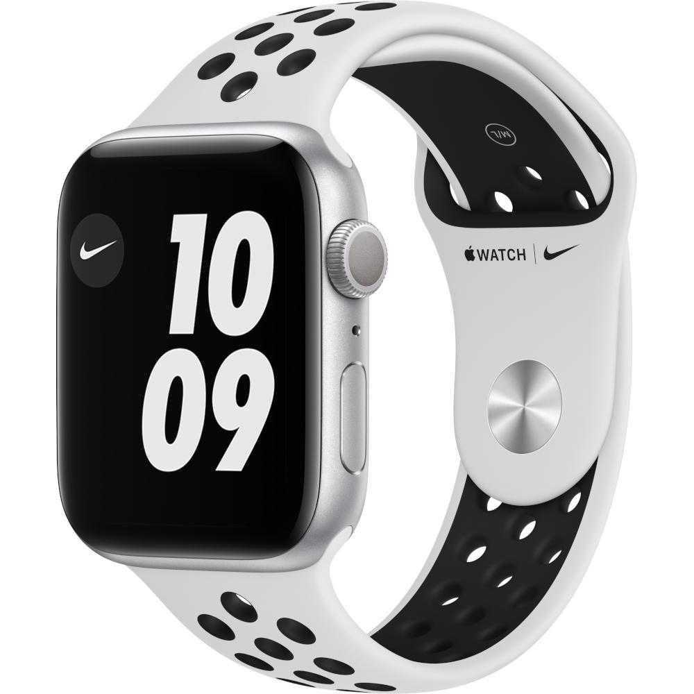 Apple Watch Nike Series 6 GPS, 44mm, Silver, Aluminium Case, Pure Platinum/Black Nike Sport Band Apple Watch Nike Series 6 GPS, 44mm, Silver, Aluminium Case, Pure Platinum/Black Nike Sport Band