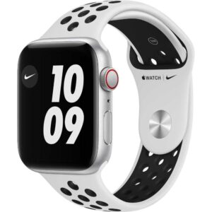 Apple Watch Nike SE GPS + Cellular, 44mm, Silver, Aluminium Case, Pure Platinum/Black Nike Sport Band Apple Watch Nike SE GPS + Cellular, 44mm, Silver, Aluminium Case, Pure Platinum/Black Nike Sport Band