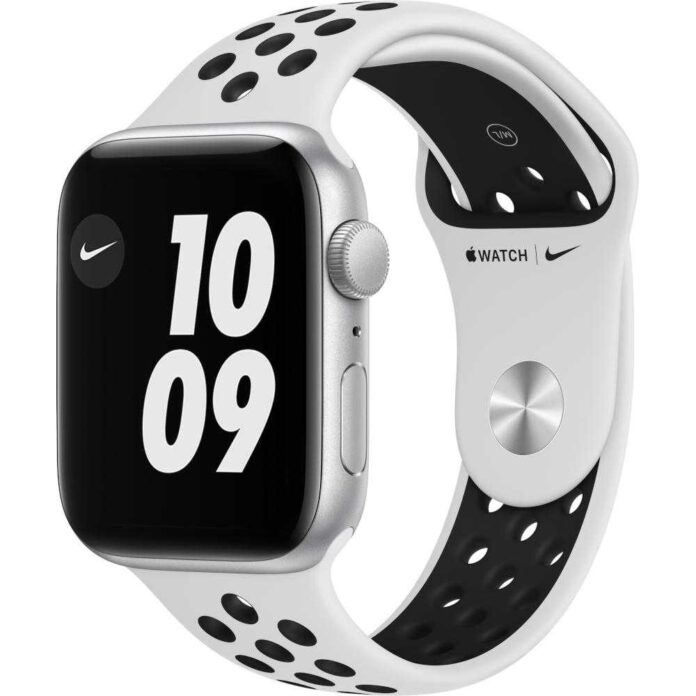 Apple Watch Nike SE GPS, 44mm, Silver, Aluminium Case, Pure Platinum/Black Nike Sport Band Apple Watch Nike SE GPS, 44mm, Silver, Aluminium Case, Pure Platinum/Black Nike Sport Band