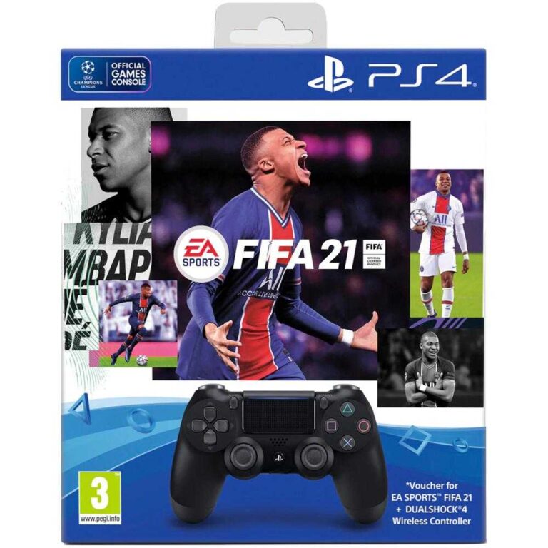 Controller Sony DualShock 4 V2 pentru PS4, Negru + Joc FIFA 21 + PSPlus 14 zile + voucher FIFA 21 Ultimate Team pentru PlayStation 4