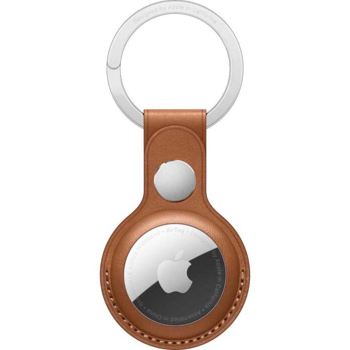 Apple AirTag Leather Key Ring, Saddle Brown Apple AirTag Leather Key Ring, Saddle Brown