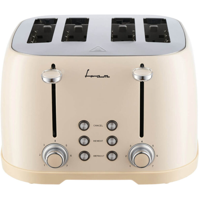 Prajitor de paine FRAM FTP-800CR, 1600 W, 4 felii, 7 trepte de rumenire, Tavita detasabila pentru firimituri, Crem