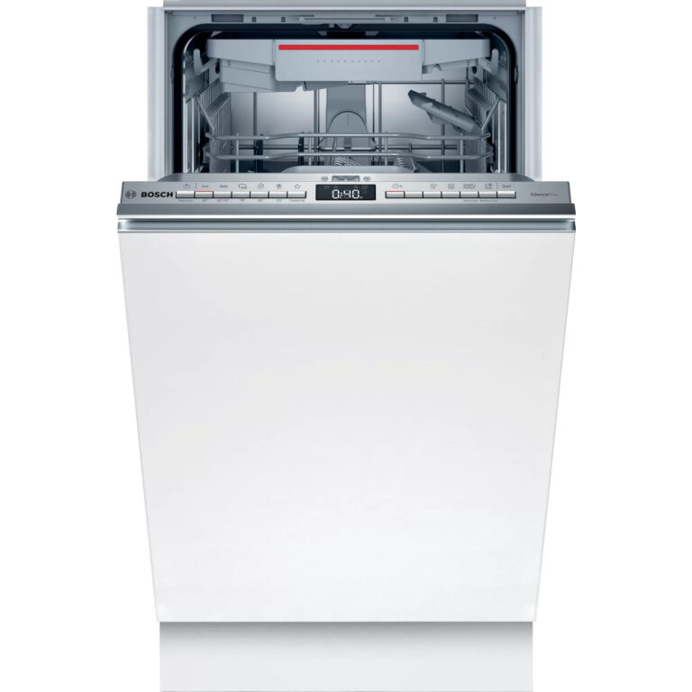 Masina de spalat vase slim incorporabila Bosch SRV4HMX61E, 10 seturi, 6 programe, Sistem AquaStop, EcoSilence Drive, InfoLight. Extra uscare, Clasa E