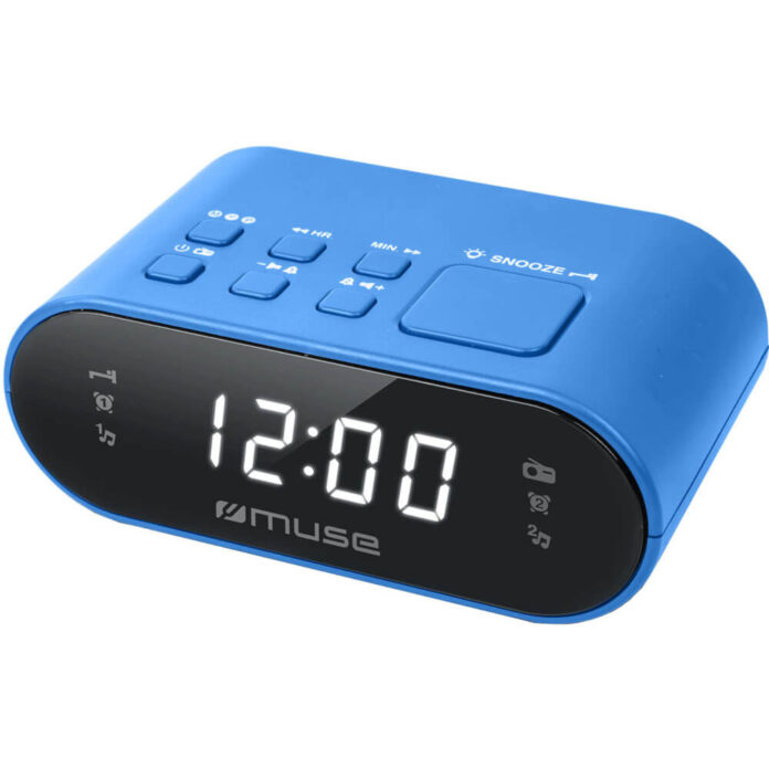 Radio cu ceas Muse M-10 BL, FM, Alarma duala, Albastru