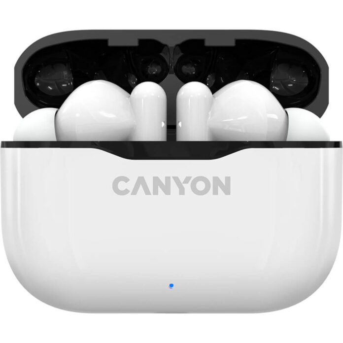 Casti True Wireless cu microfon Canyon CNE-CBTHS3W, Bluetooth 5.0, Waterproof Ip33, Alb