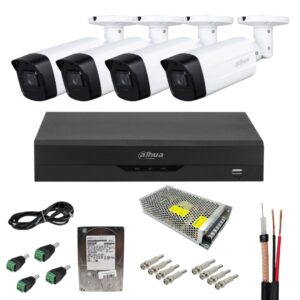 Sistem supraveghere analog Dahua 4 camere 2MP Full HD, IR 80m, SmartIR, cu DVR 4 canale + 6 canale IP, inregistrare 5MP, compresie H.265+, accesorii montaj Sistem supraveghere analog Dahua 4 camere 2MP Full HD, IR 80m, SmartIR, cu DVR 4 canale + 6 canale IP, inregistrare 5MP, compresie H.265+, accesorii montaj