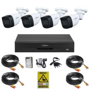 Sistem supraveghere inteligent Dahua, 4 camere 2MP Full HD, Vizualizare pe timp de noapte 30m, De exterior, DVR 4 canale, HDD 500GB, Accesorii montaj Sistem supraveghere inteligent Dahua, 4 camere 2MP Full HD, Vizualizare pe timp de noapte 30m, De exterior, DVR 4 canale, HDD 500GB, Accesorii montaj