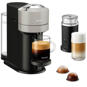 Espressor cu capsule Nespresso Krups XN911B10 Vertuo Next + Aeroccino, 1500 W, 1.1 L, Control prin Bluetooth si Wi-FI, Tehnologie Centrifusion, Gri/Negru Espressor cu capsule Nespresso Krups XN911B10 Vertuo Next + Aeroccino, 1500 W, 1.1 L, Control prin Bluetooth si Wi-FI, Tehnologie Centrifusion, Gri/Negru