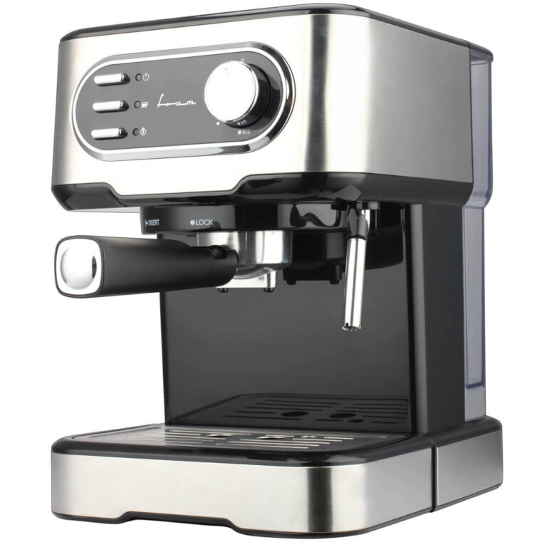 Espressor manual Fram FEM-850BKSS, 850 W, 1.5 L, 15 bar, Protectie supraincalzire, Rezervor apa detasabil, Argintiu