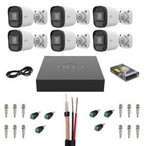 Sistem supraveghere complet Uniview, 6 camere, 2MP, Full HD, Microfon, IR 20m, Accesorii montaj inclus, DVR, HDD, Vizualizare pe mobil Sistem supraveghere complet Uniview, 6 camere, 2MP, Full HD, Microfon, IR 20m, Accesorii montaj inclus, DVR, HDD, Vizualizare pe mobil