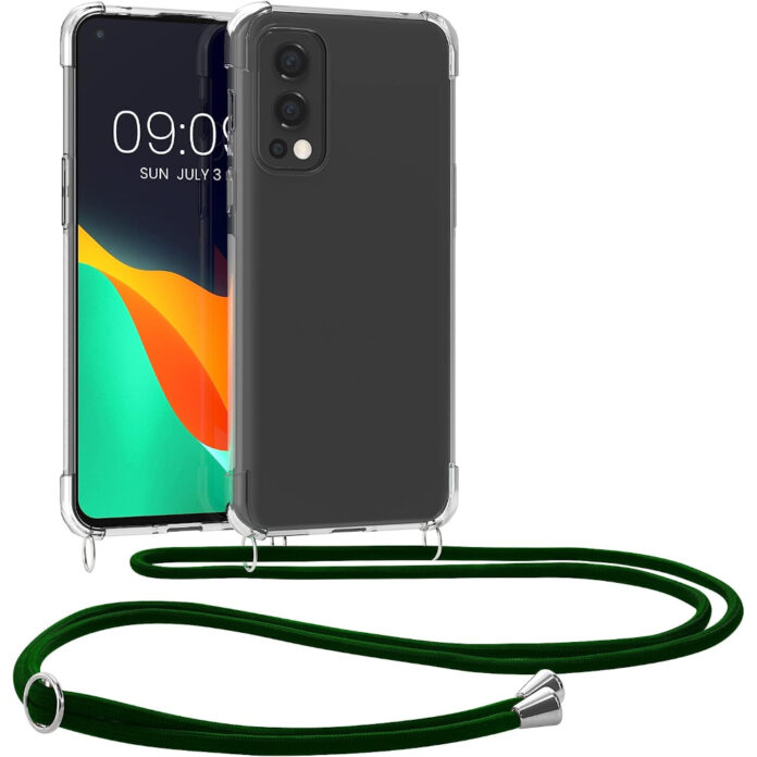 Husa Kwmobile pentru OnePlus Nord 2 5G, Silicon, Transparent/Verde, 56033.80 Husa Kwmobile pentru OnePlus Nord 2 5G, Silicon, Transparent/Verde, 56033.80