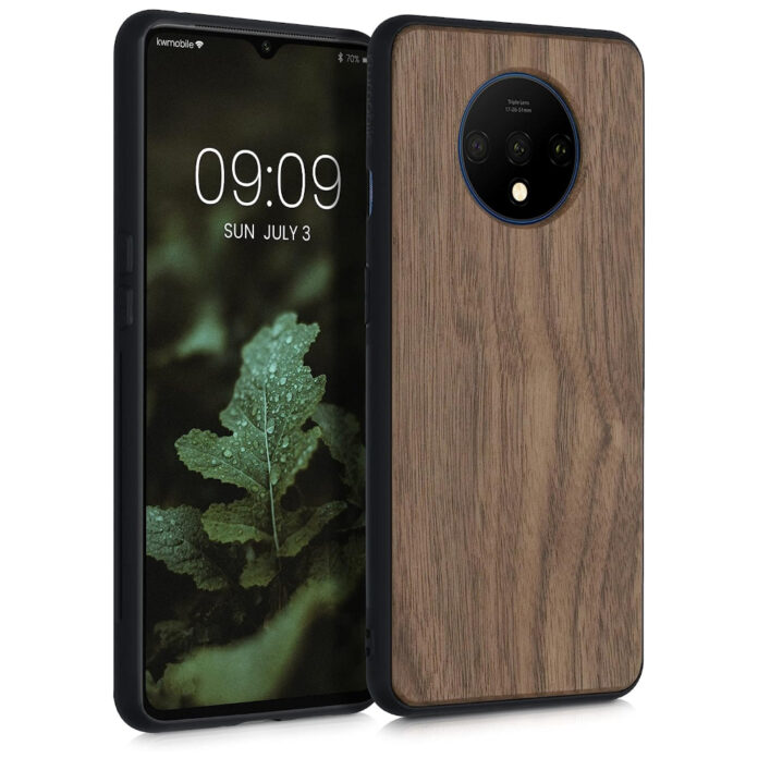Husa Kwmobile pentru OnePlus 7T, Lemn, Maro, 50804.18