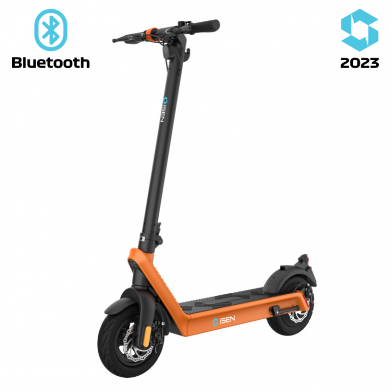 Trotineta electrica pliabila iSEN X9 Plus 2023, 850 W, Autonomie 65 Km, Viteza maxima 25 Km/h, Negru/Portocaliu