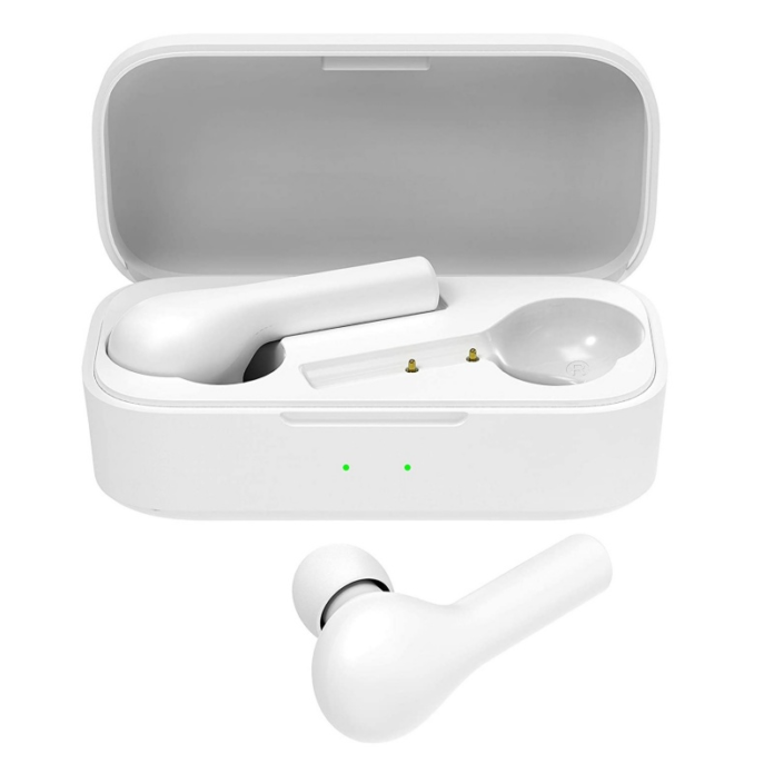 Casti wireless semi-in-ear QCY T5 TWS cu cutie de incarcare si transport de 380mAh, Bluetooth v5.0, IPX4, Negru