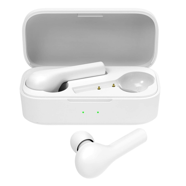 Casti wireless semi-in-ear QCY T5 TWS cu cutie de incarcare si transport de 380mAh, Bluetooth v5.0, IPX4, Negru