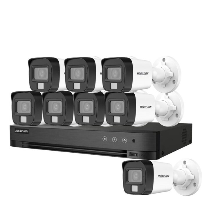 Sistem supraveghere exterior basic HikVision, 8 camere, 5 MP, IR 30 m, lumina alba 20 m, 2.8 mm, microfon Sistem supraveghere exterior basic HikVision, 8 camere, 5 MP, IR 30 m, lumina alba 20 m, 2.8 mm, microfon