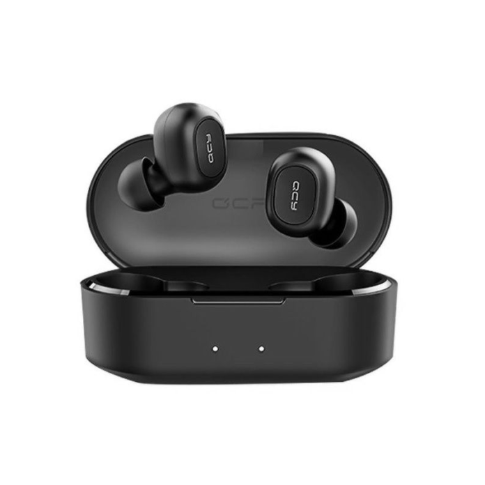 Casti Wireless QCY T1S TWS, HiFi, DSP, Bluetooth 5.0, Binaural, IPX4, Cutie incarcare de 800mAh Alb